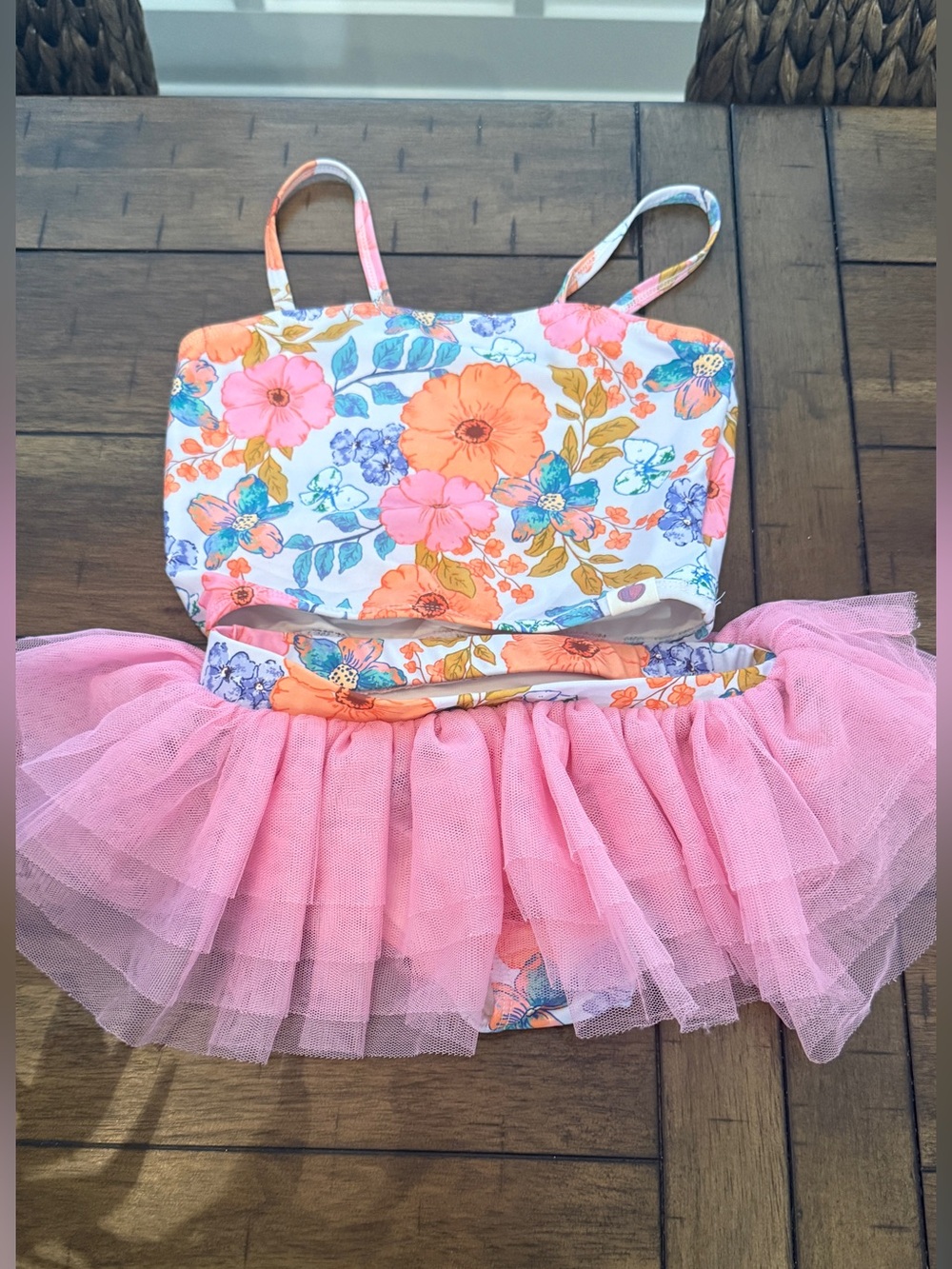 Cheeky Plum Girls Floral Pink Tutu Swimsuit Set - Floral Print